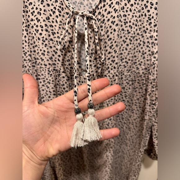 Carly Jean Laurel Maxi Dress Tiered Animal Print Tan Oversized Boho , M - Picture 7 of 11